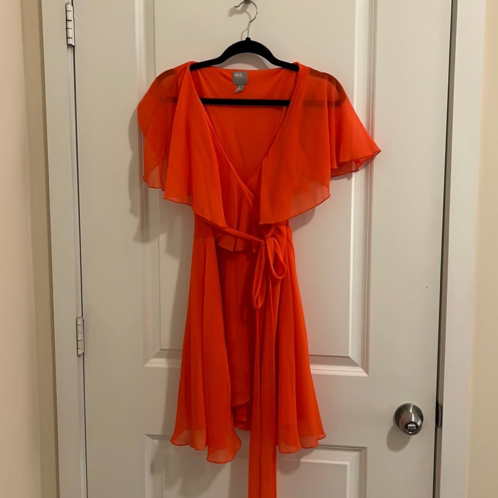 Orange Mini Wrap Dress